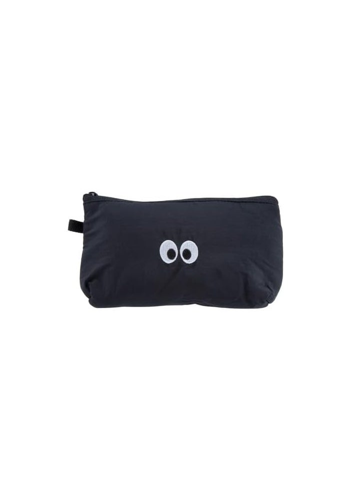 DAISO Pouch with Gusset Big Eyes Black – Cute Zipper Storage Bag for Cosmetics, Accessories & Travel Essentials